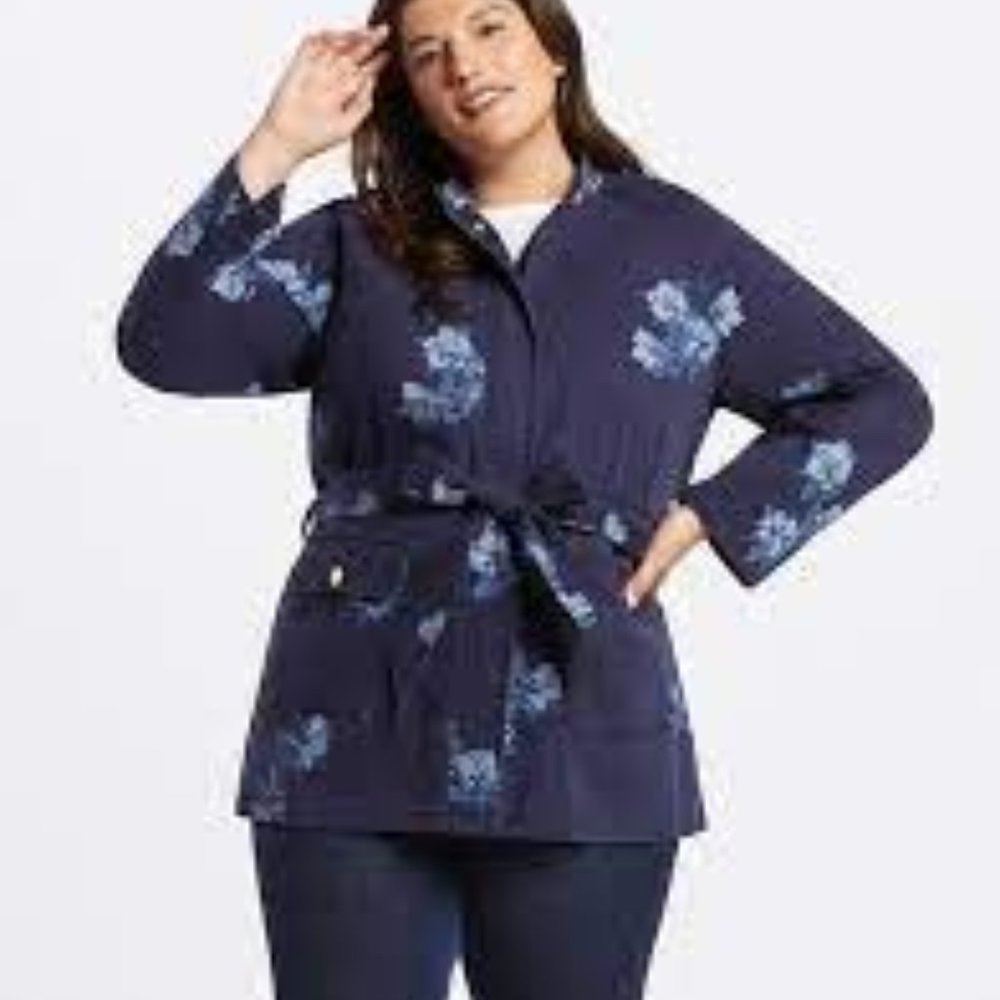 Draper James Navy Floral Field Utility Women's Jacket Size Small
